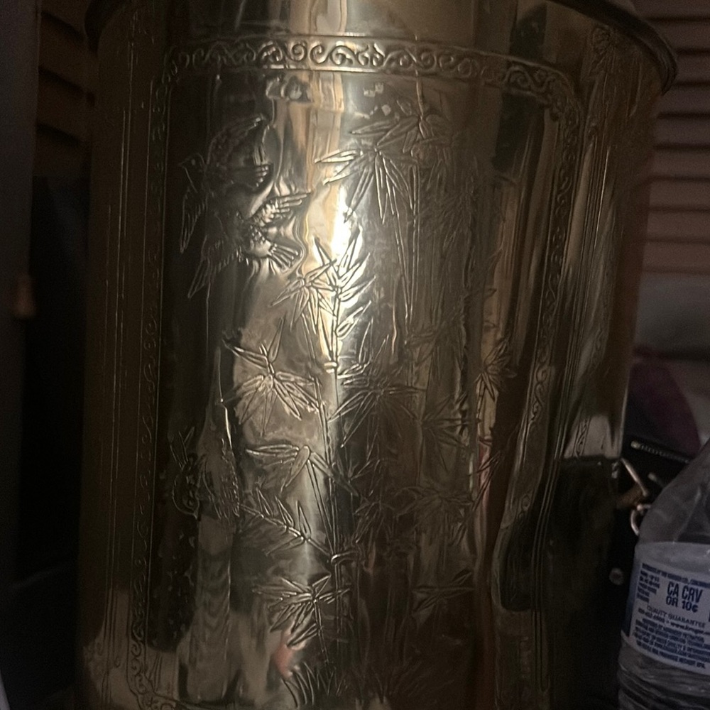 Vintage Brass Etched Planter